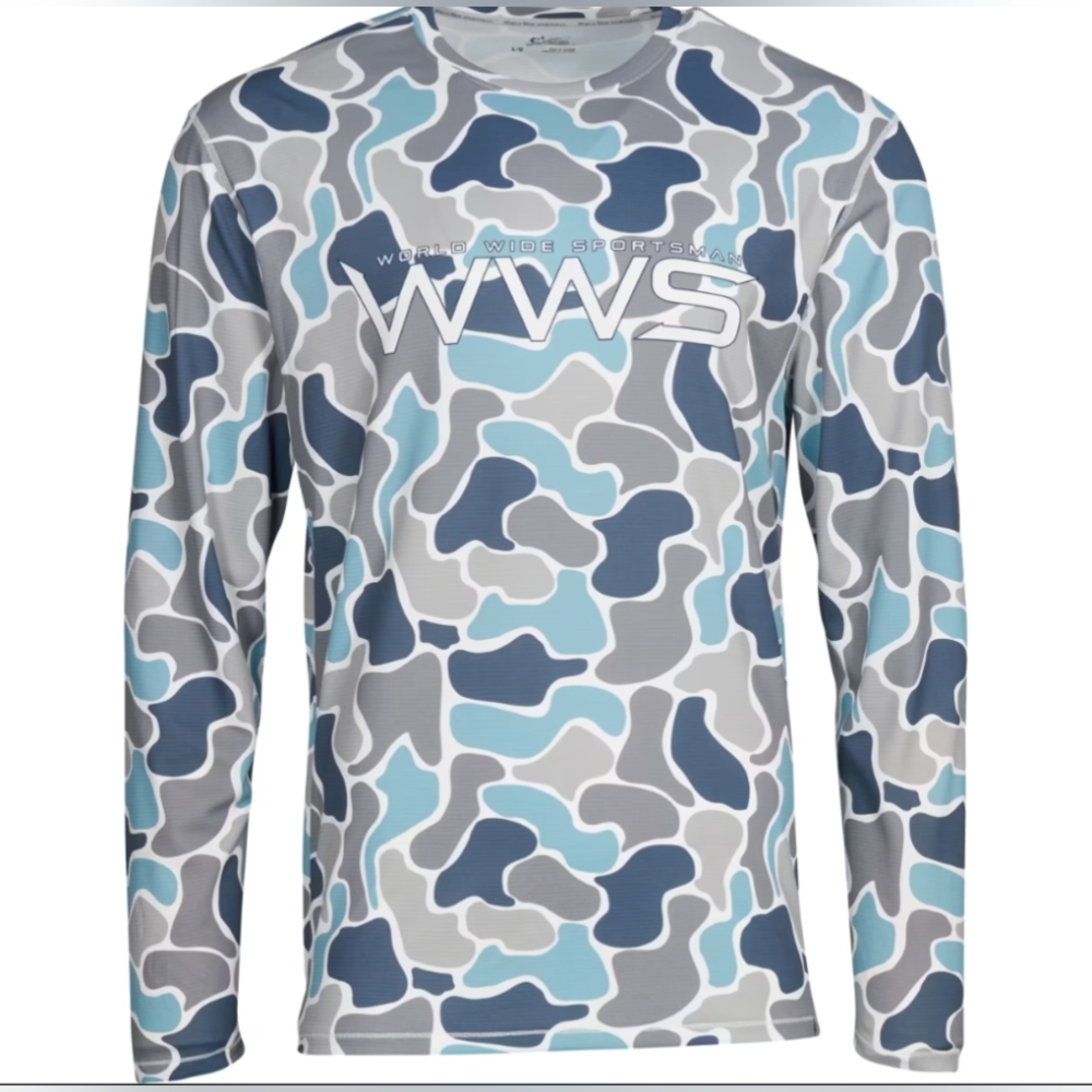 XL World Wide Sportsman® Men’s 3D Cool Sublimated Long-Sleeve Casting Shirt-NWOT